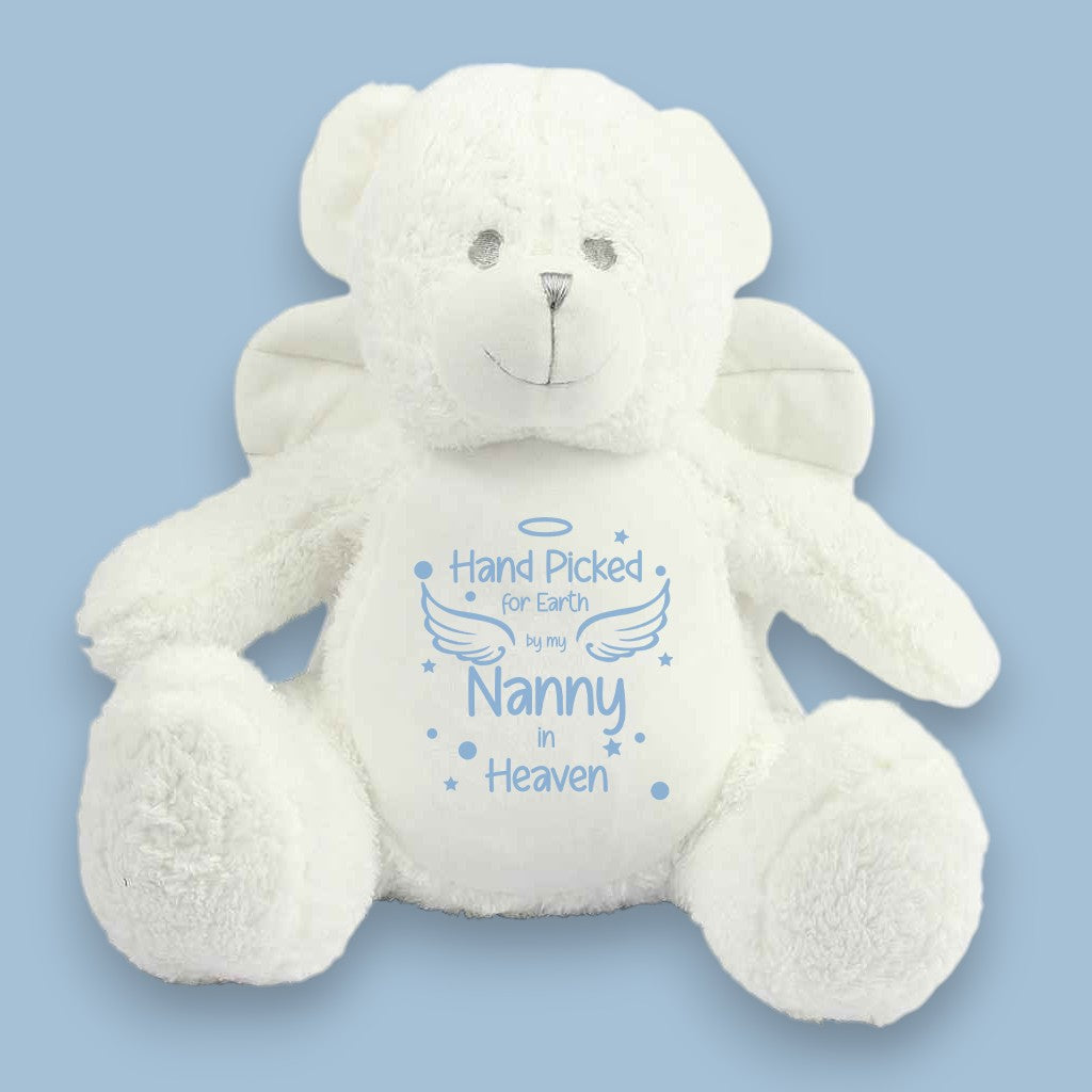 Hand Picked for Earth Blue Personalised Angel Bear