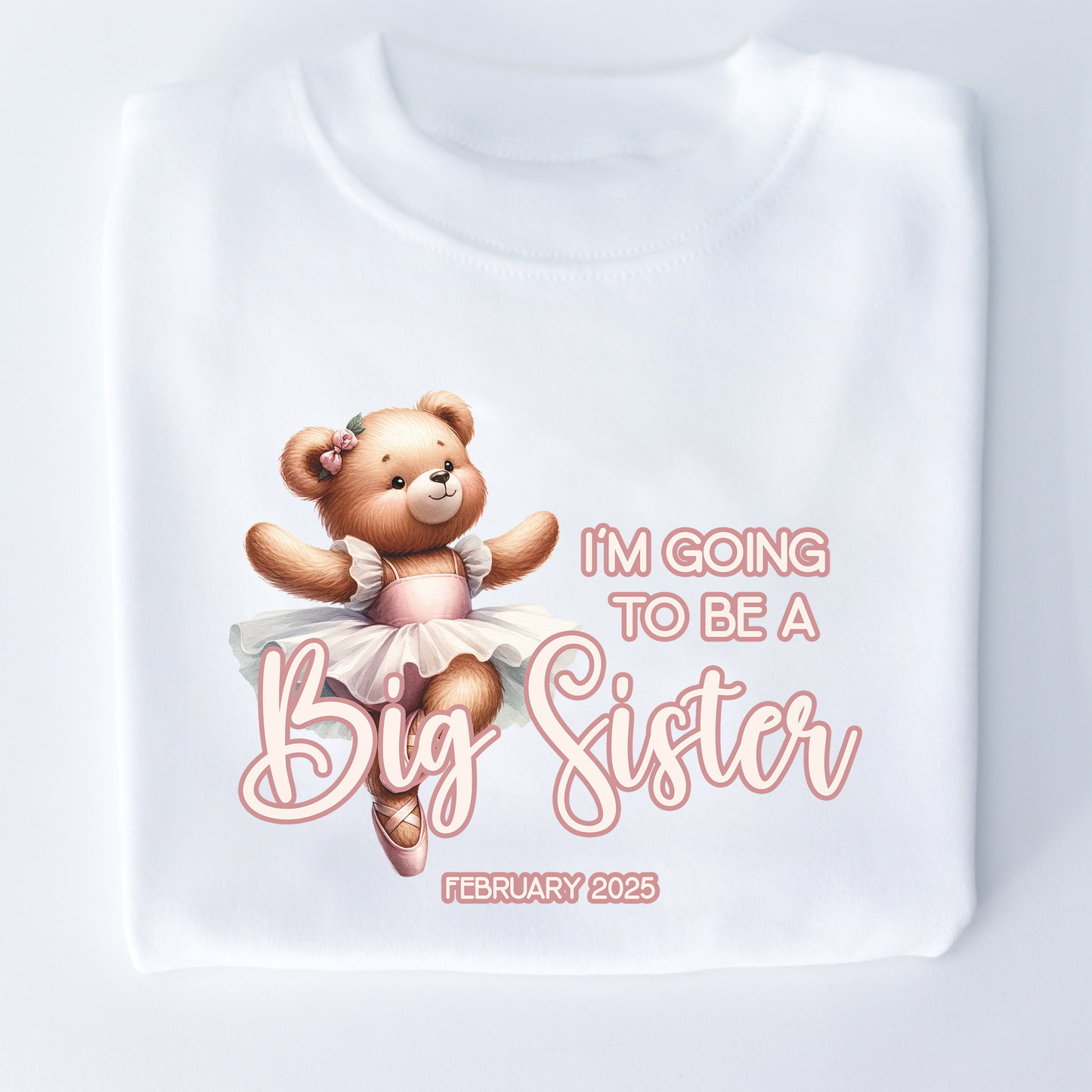 I'm going to be a big sister Ballerina Personalised White T-Shirt