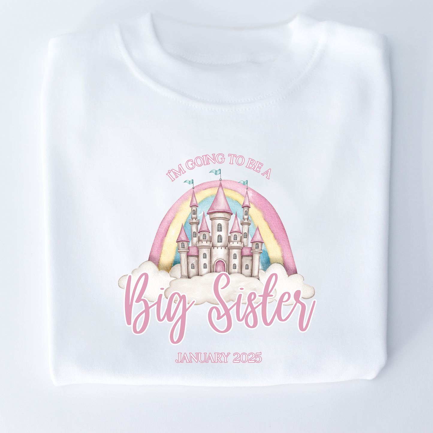 I'm going to be a big sister princess castle Personalised White T-Shirt