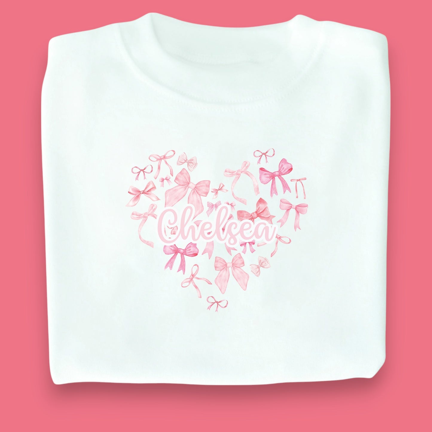 Bow Heart Personalised Valentine's White T-Shirt