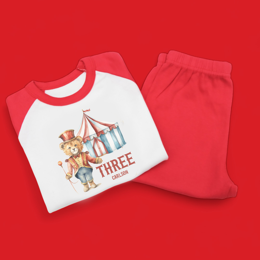 Circus Age Birthday Personalised Red Pj's