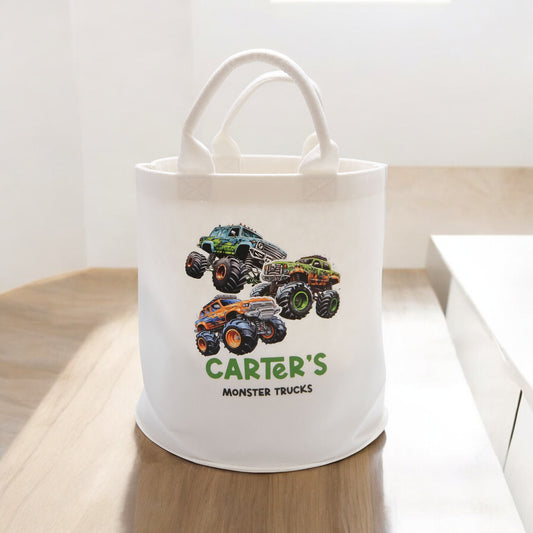 Monster Trucks Personalised Felt Storage Trug Tub