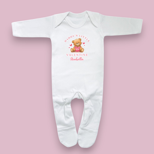 Daddy's Little Valentine Personalised White Rompersuit