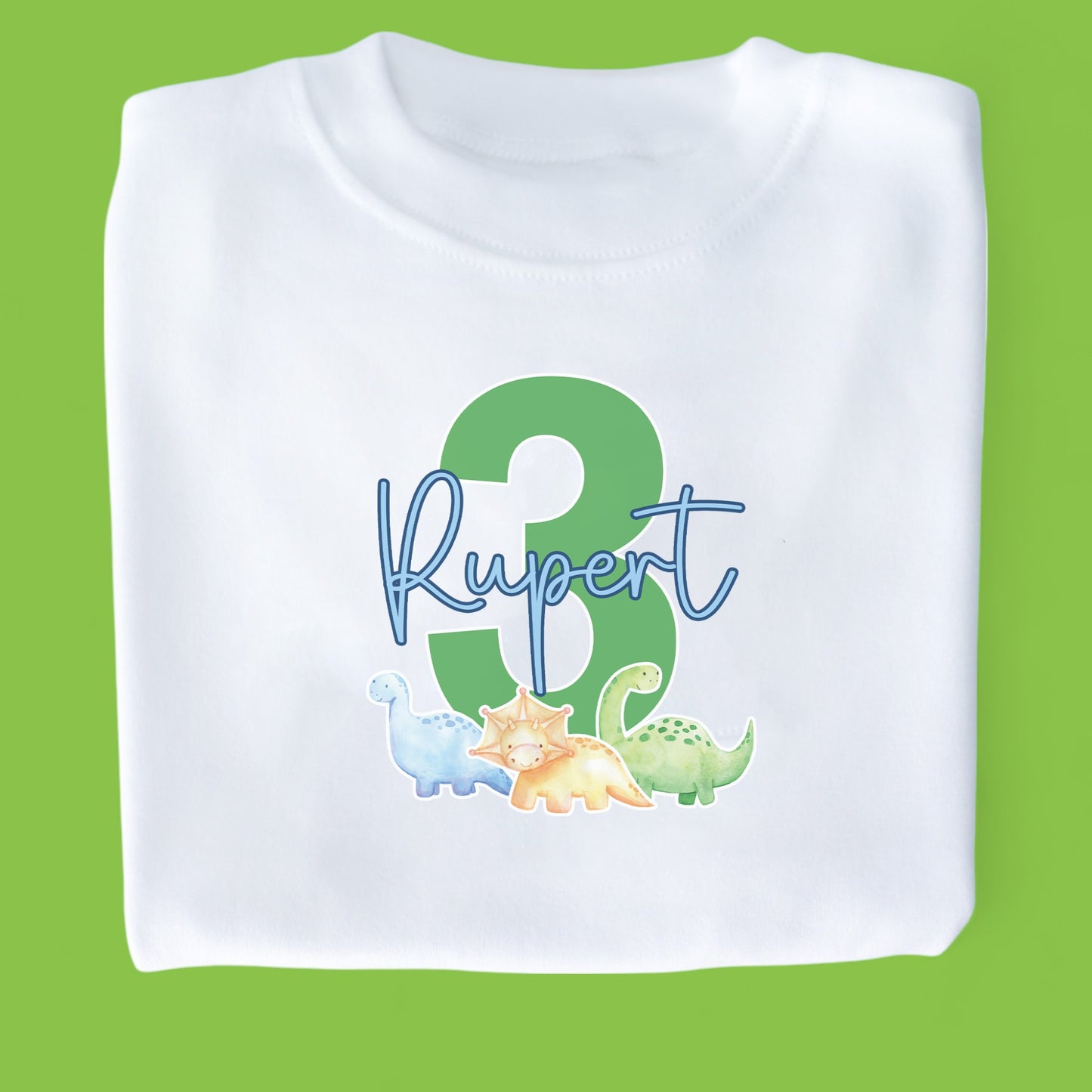 Dino Name Age Birthday Personalised White T-Shirt