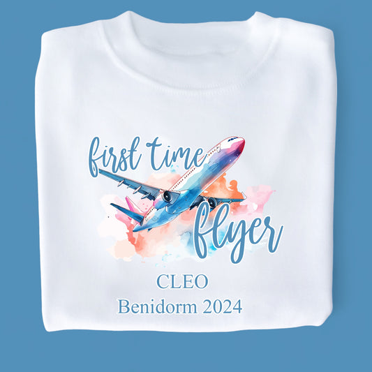 First Time Flyer Plane Personalised White T-Shirt