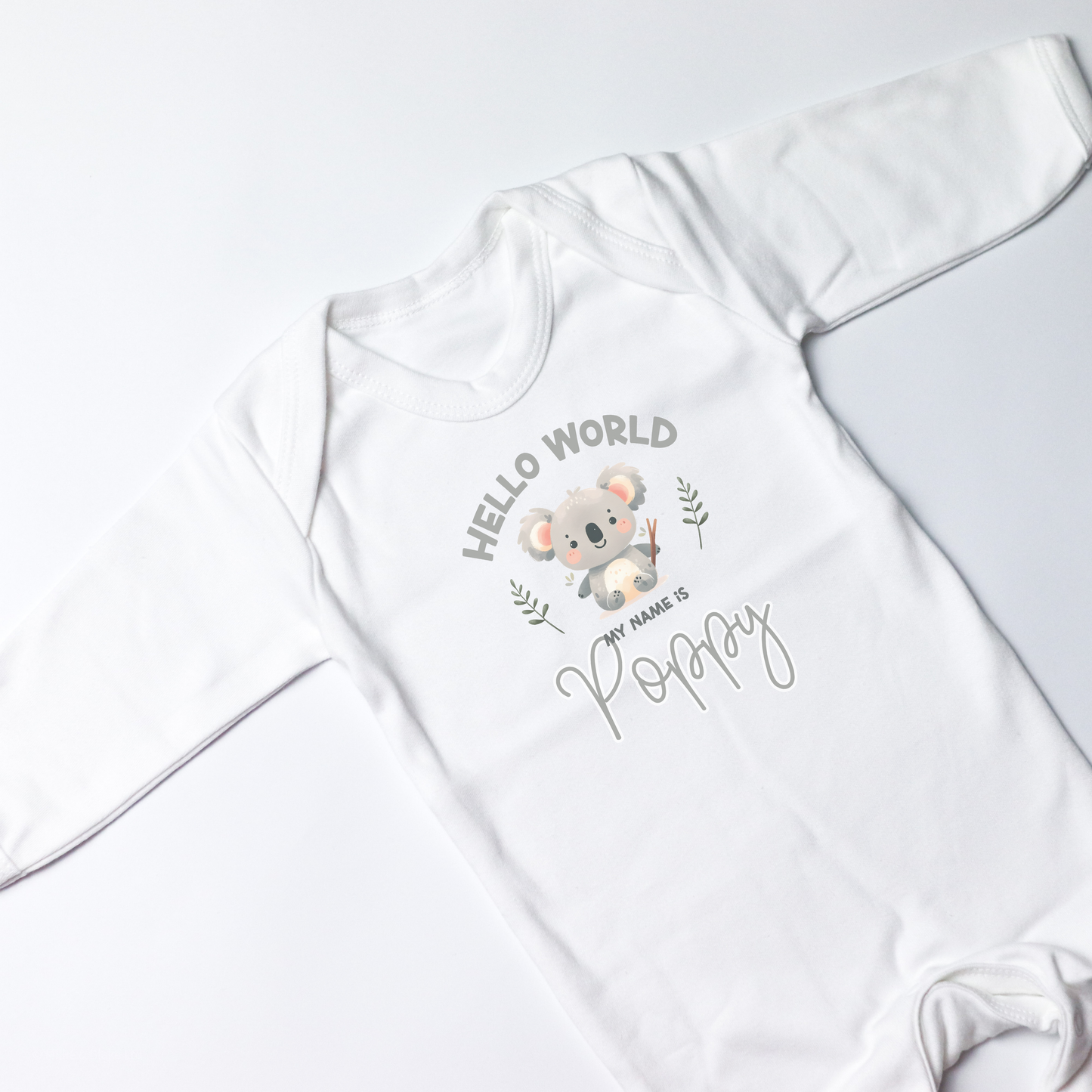 Hello World Koala Personalised White Rompersuit