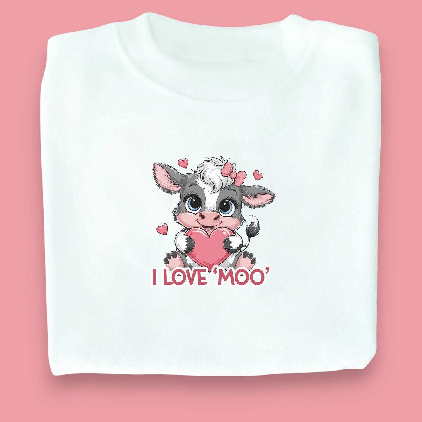 I Love Moo Valentine's White T-Shirt