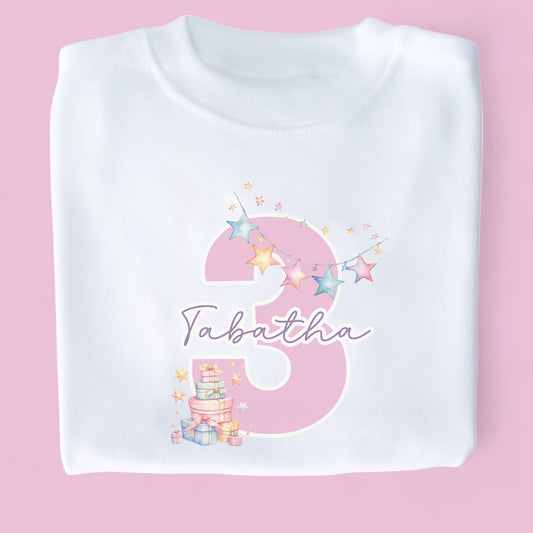 Pastel Gifts Birthday Personalised White T-Shirt