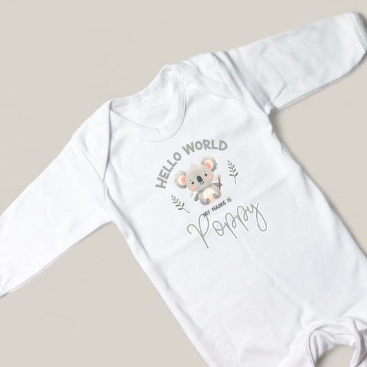 Hello World Koala Personalised White Rompersuit