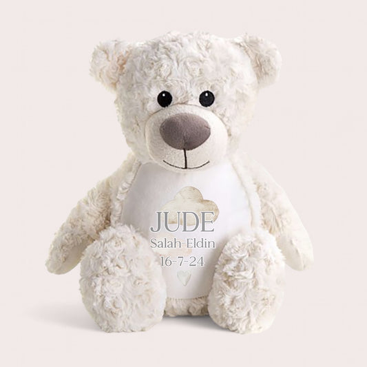 Cloud Birth Details Personalised Cream Tummi Bear