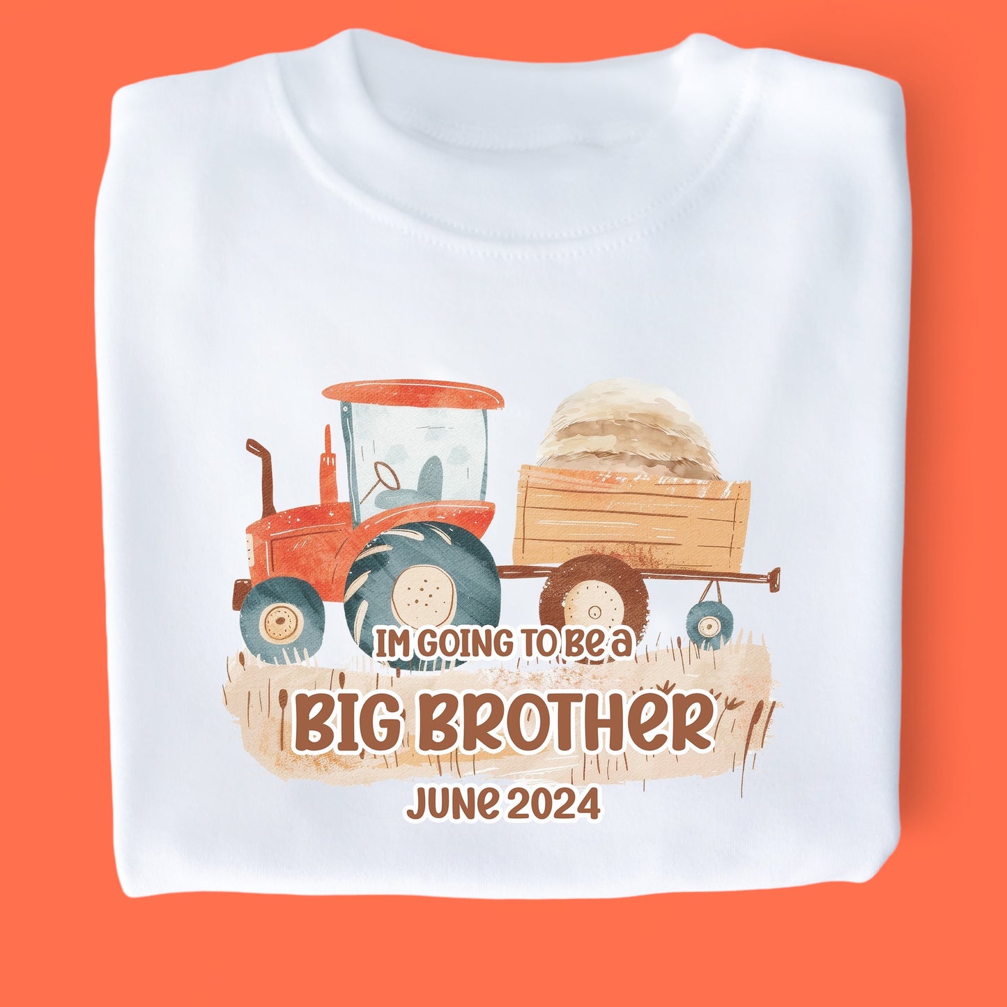 Tractor Big Brother Personalised White T-Shirt