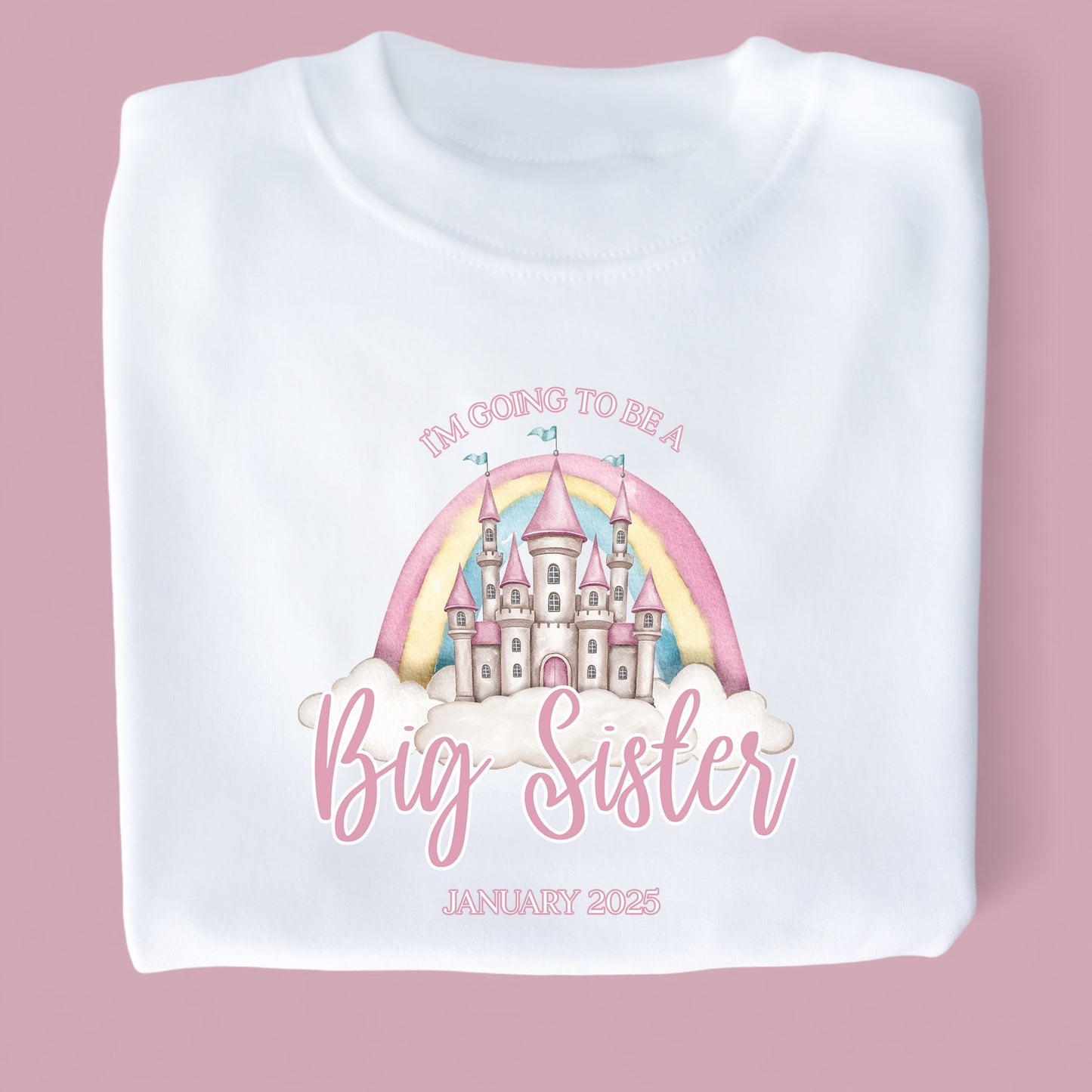 I'm going to be a big sister princess castle Personalised White T-Shirt