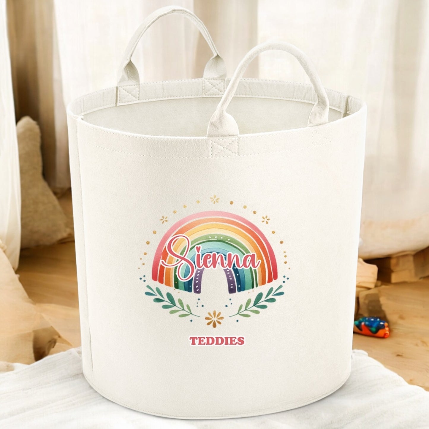 Rainbow Teddies Personalised Storage Trug Tub