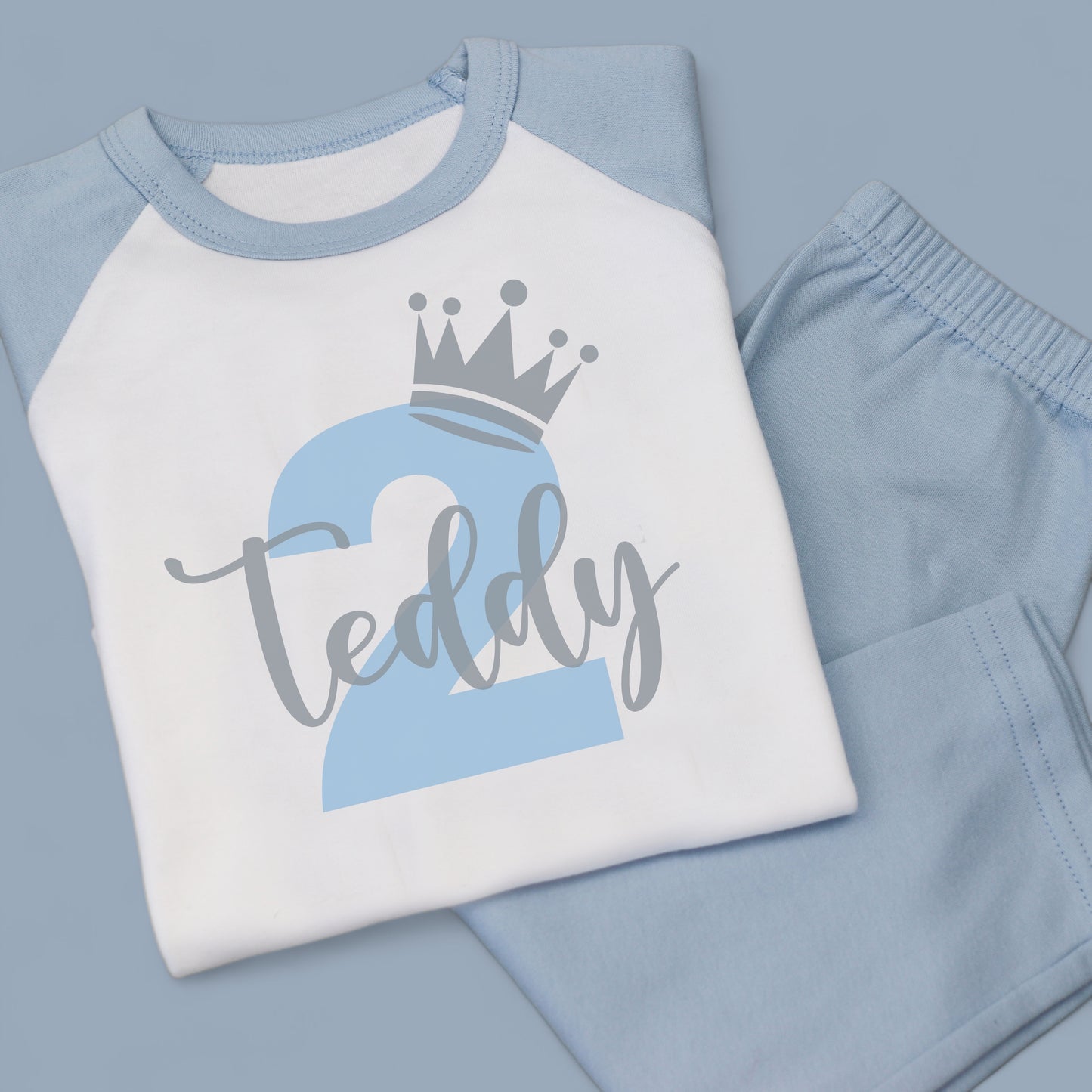 Birthday Name Crown Personalised Blue Pj's