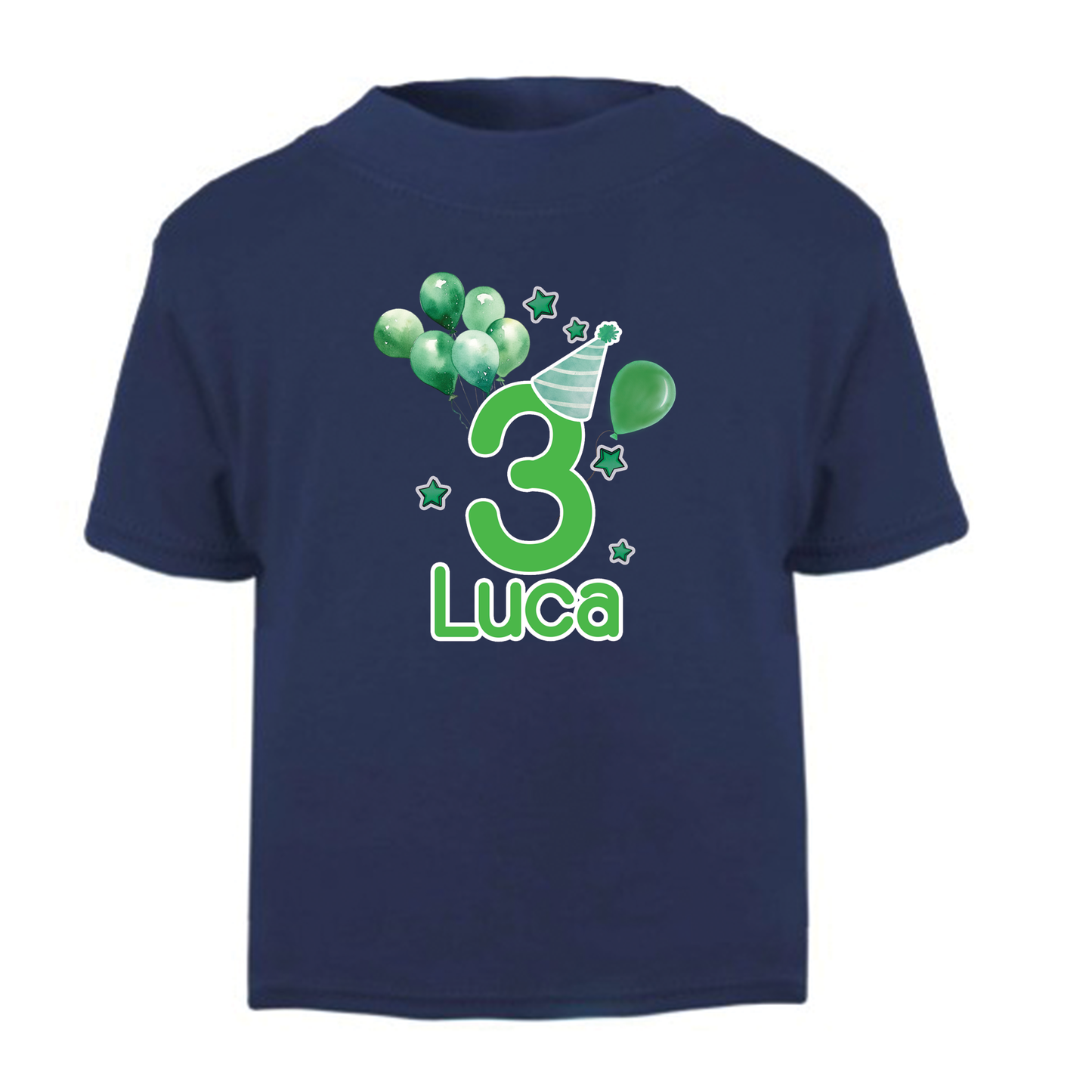 Bright Green Birthday Balloons Personalised T-Shirt