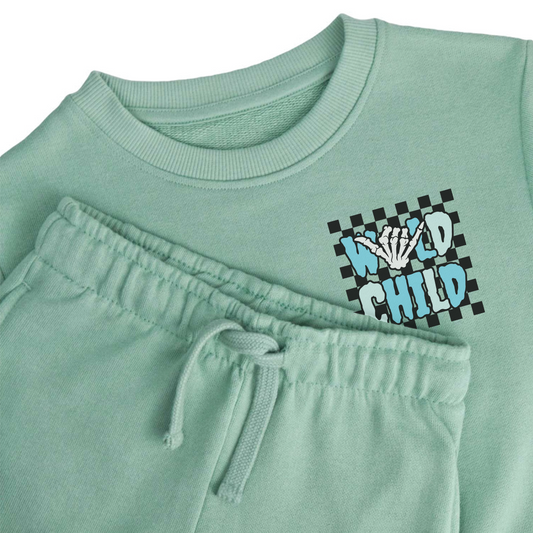 All Colours - Checker Wild Child Sweatshirt & Shorts Set