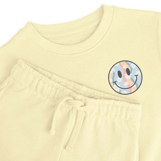 All Colours - Smiley Daisy Sweatshirt & Shorts Set