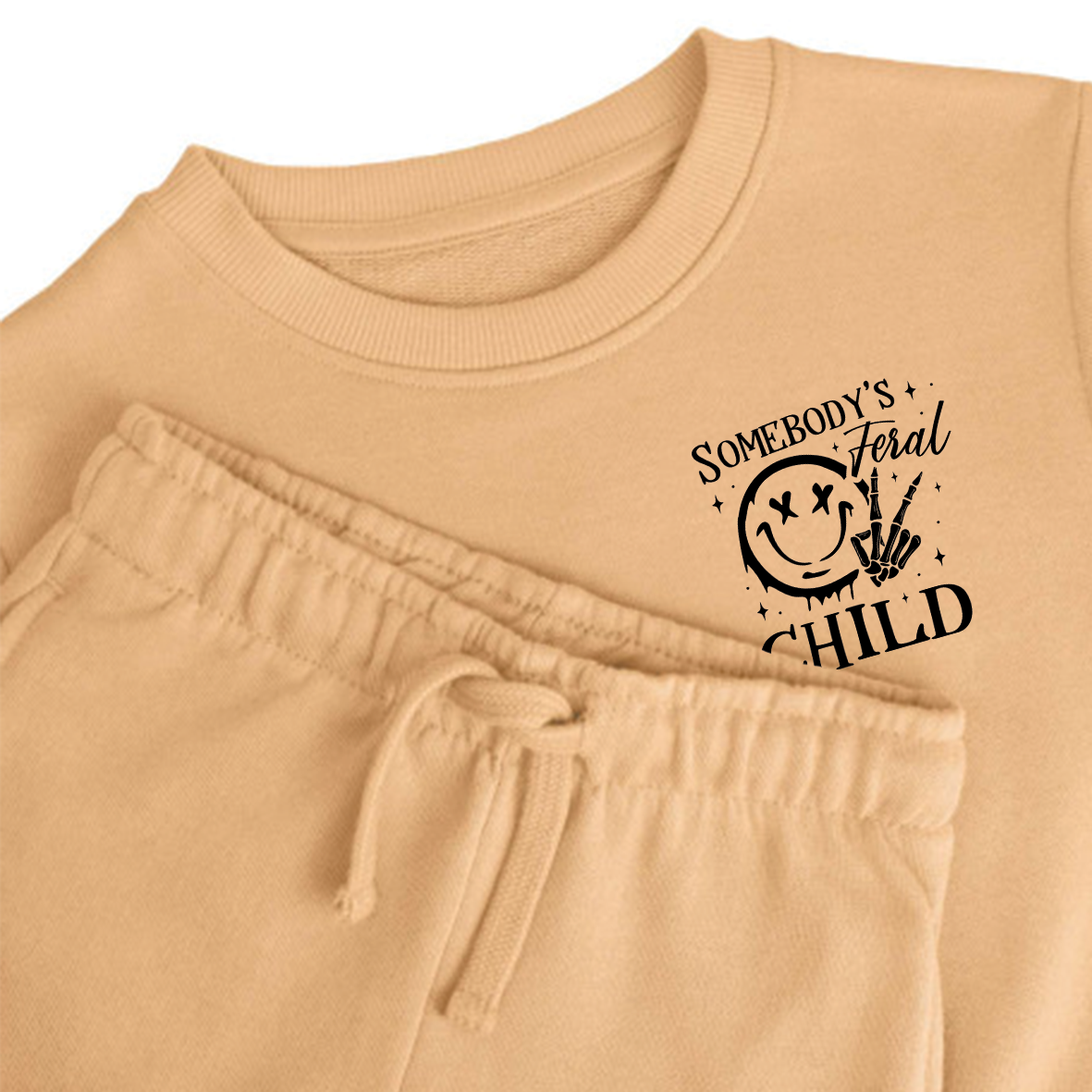 All Colours - Smiley Somebody's Feral Child Sweatshirt & Shorts Set