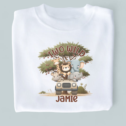 Two Wild Birthday Personalised White T-Shirt